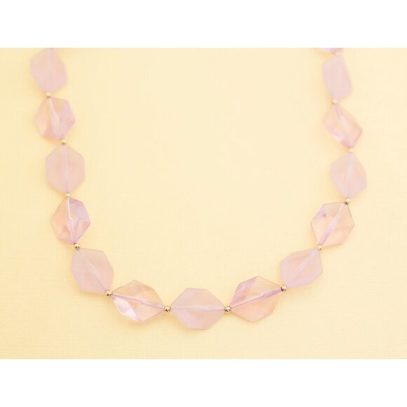 Vintage Boho Light Pink Plastic Beaded Necklace 18 Inches by Avon i13 - Picture 1 of 4